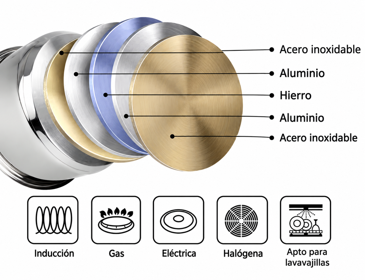 SET OLLA 6 PIEZAS ACERO ALTA CALIDAD