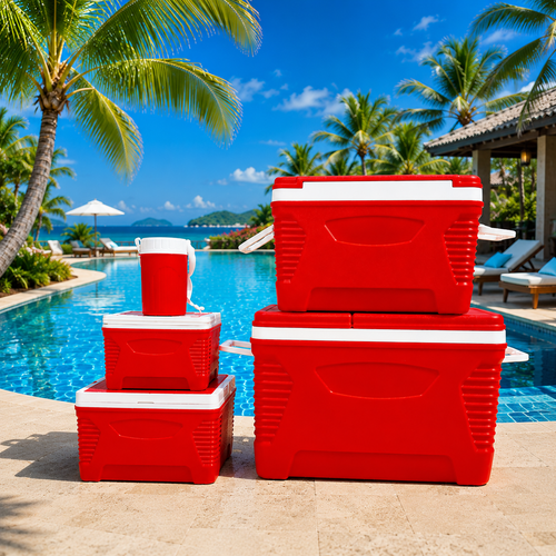 SET COOLER X 5 PIEZAS MULTIUSO ROJO